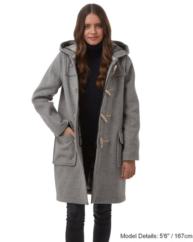 Women s Pearl Grey Original Classic Fit Duffle Coat with Wooden Toggle Original Montgomery USA