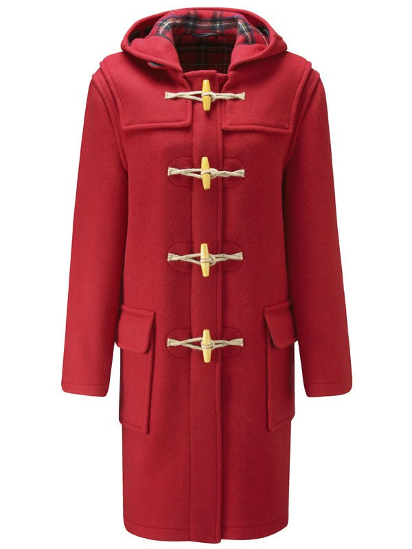 Women's Red Original Classic Fit Duffle Coat with Wooden Toggles