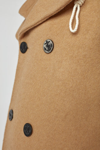 Men's Camel Teddy Pea Coat