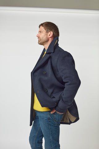 Men's Navy Teddy Pea Coat