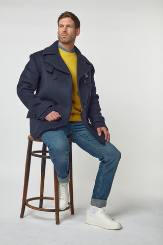 Men's Navy Teddy Pea Coat