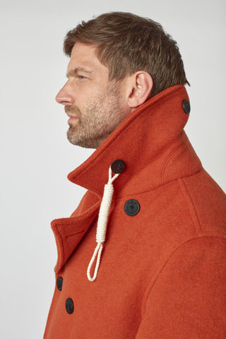 Men's Burnt Orange Teddy Pea Coat