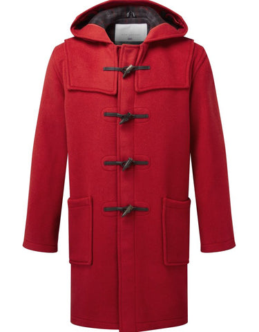 Men's Red Classic Fit Original And Authentic Duffle Coat With Horn Toggles