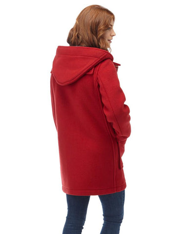 Women's Red Original Classic Fit Duffle Coat with Wooden Toggles