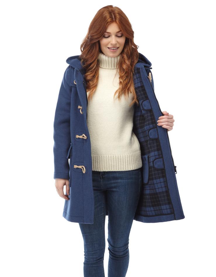 Women's Royal Blue Original Classic Fit Duffle Coat with Wooden Toggles