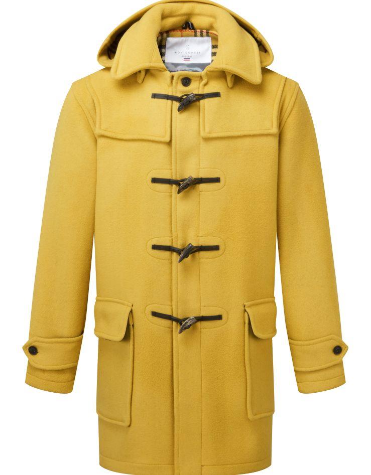 Men's Mustard London Custom Fit Convertible Duffle Coat, With Original Removable Hood And Horn Toggles