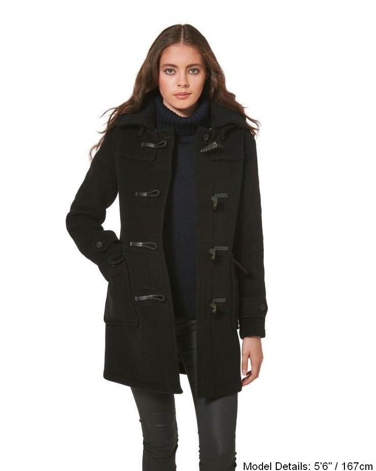 Womens duffle coat black discount