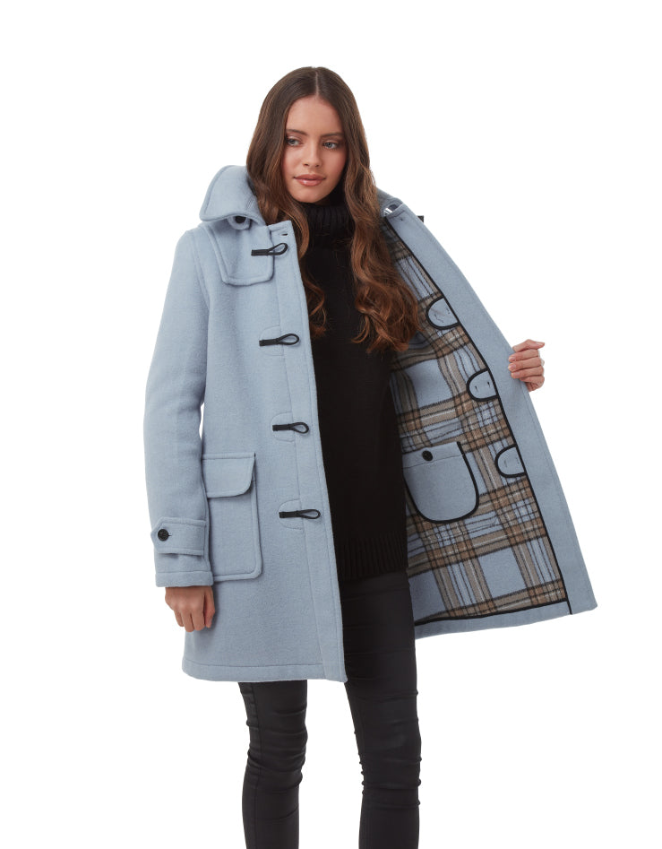 Women's Baby Blue London Classic Fit Duffle With Horn Toggles