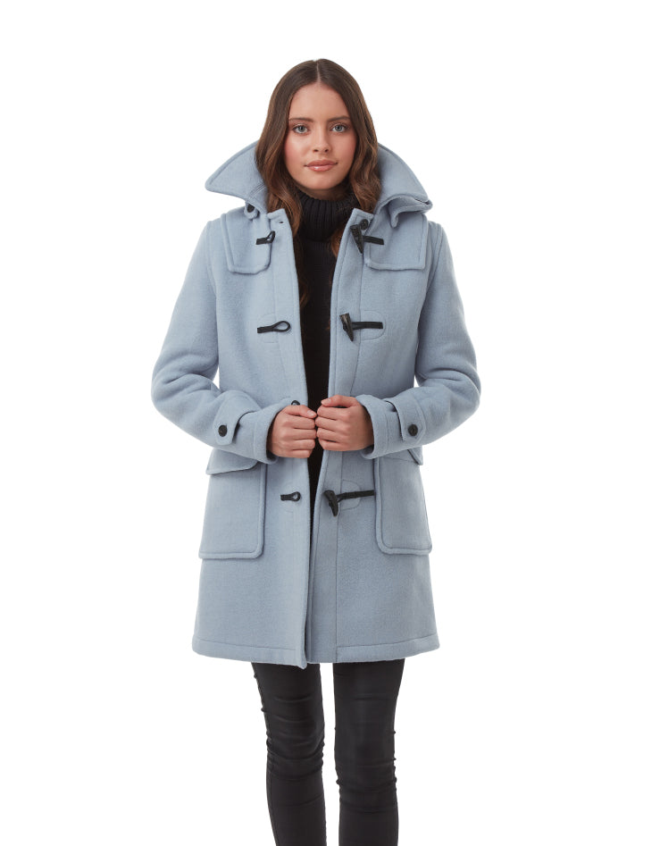 Women's Baby Blue London Classic Fit Duffle With Horn Toggles