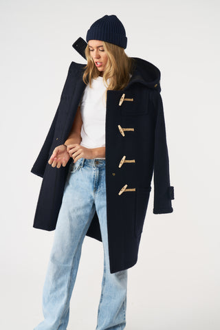 Women's Navy Francigina Long Original Duffle With Wooden Toggles