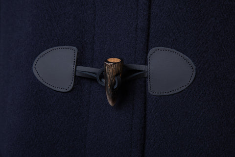 Men's Navy Long Elysian Classic Luxury Herringbone With Horn Toggles