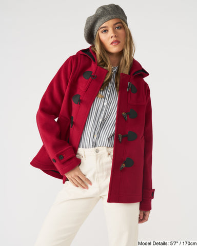Women's Cherry Short Elysian Fitted Luxury Herringbone With Horn Toggles