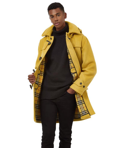 Men's Mustard London Custom Fit Convertible Duffle Coat, With Original Removable Hood And Horn Toggles