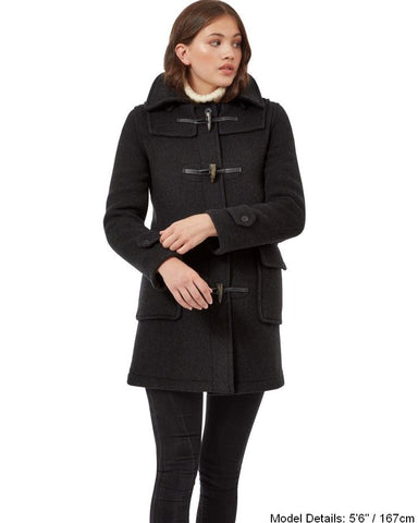 Women's London Classic Fit Duffle Coat - Charcoal