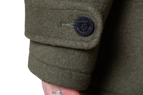 Men's Teddy Pea Coat - Olive