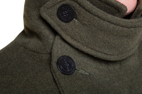 Men's Teddy Pea Coat - Olive