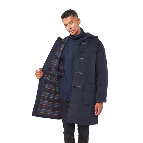 Mens Navy Classic Fit Original And Authentic Duffle Coat With Horn Toggles