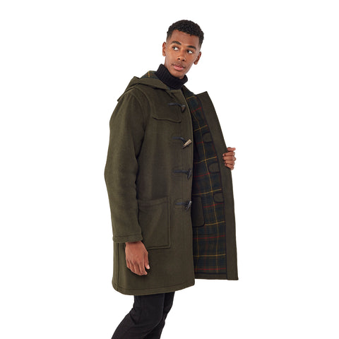 Mens Olive Classic Fit Original And Authentic Duffle Coat With Horn Toggles