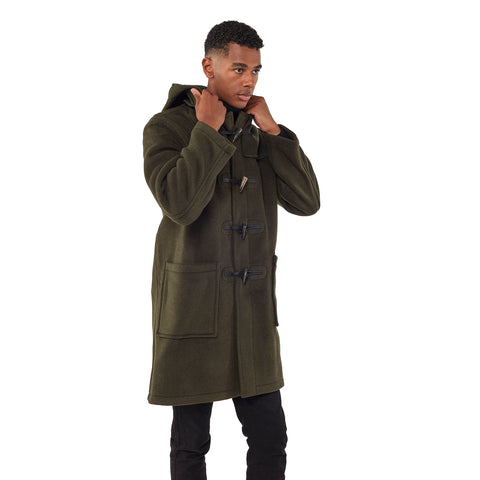 Mens Olive Classic Fit Original And Authentic Duffle Coat With Horn Toggles