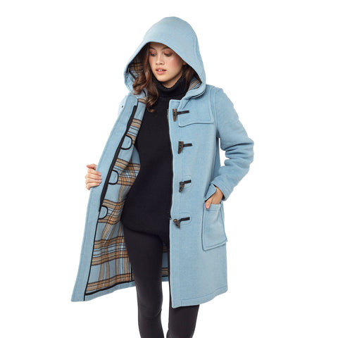 Woman's Baby Blue Original Classic Fit Duffle Coat With Horn Toggles