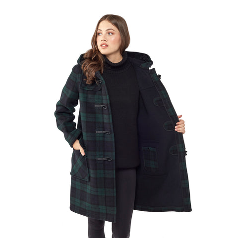 Woman's Blackwatch Original Classic Fit Duffle Coat With Horn Toggles