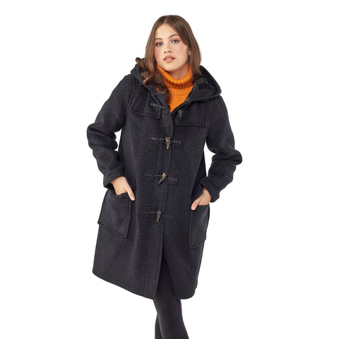 Woman's Charcoal Original Classic Fit Duffle Coat With Horn Toggles