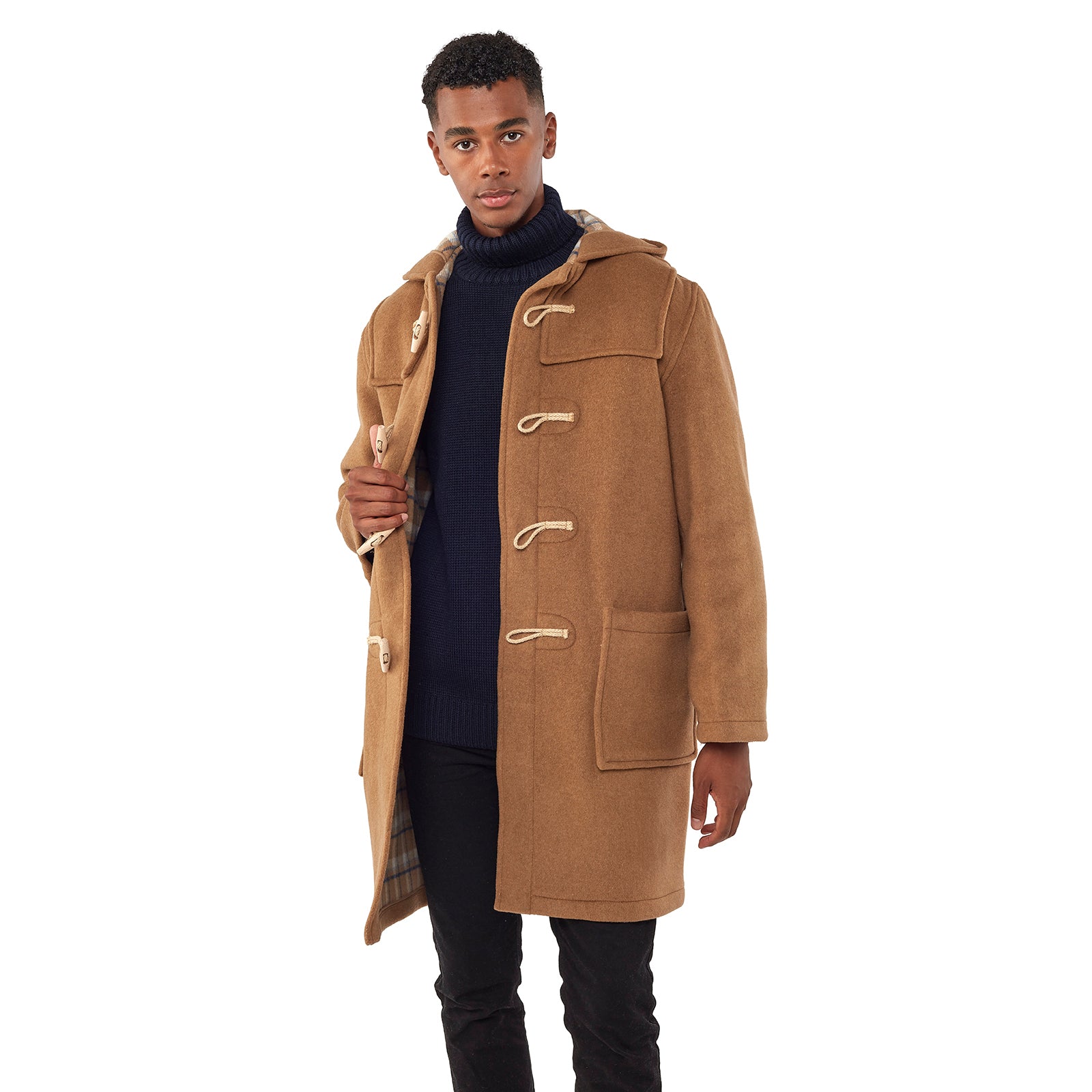Mens Camel Classic Fit Original And Authentic Duffle Coat With Wooden Toggles