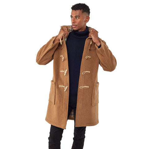 Mens Camel Classic Fit Original And Authentic Duffle Coat With Wooden Toggles