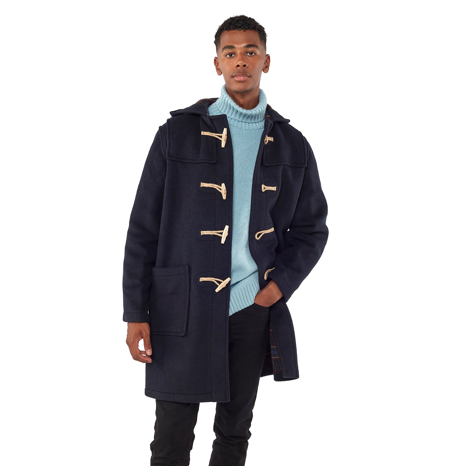 Men's Classic Fit Duffle Coat with Wooden Toggles Navy | Original