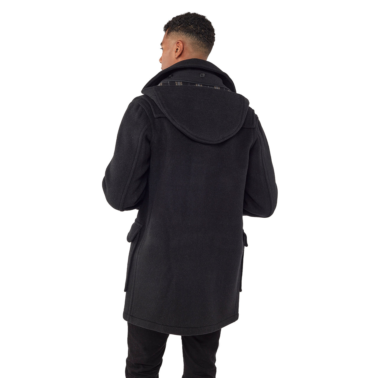 Men's Charcoal London Custom Fit Convertible Duffle Coat, With Original Removable Hood And Horn Toggles