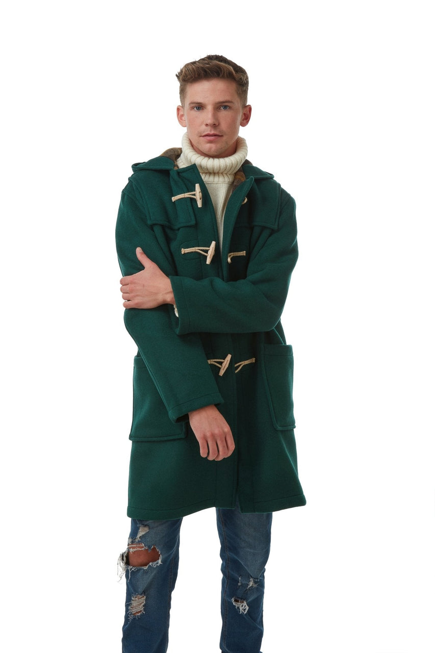 Men's Classic Fit Duffle Coat with Wooden Toggles British Racing Green ...