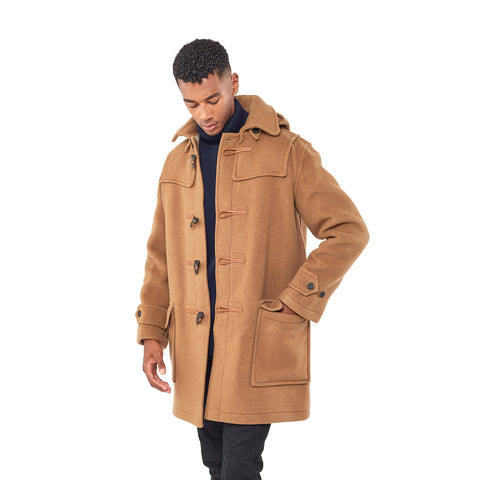 Men's Camel London Custom Fit Convertible Duffle Coat, With Original Removable Hood And Horn Toggles