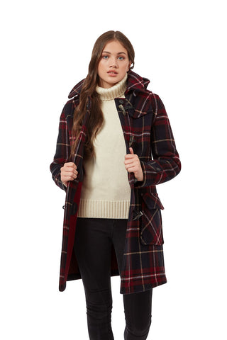 Burgundy check deals coat