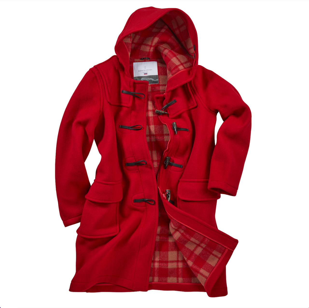 Woman's Red Original Classic Fit Duffle Coat With Horn Toggles